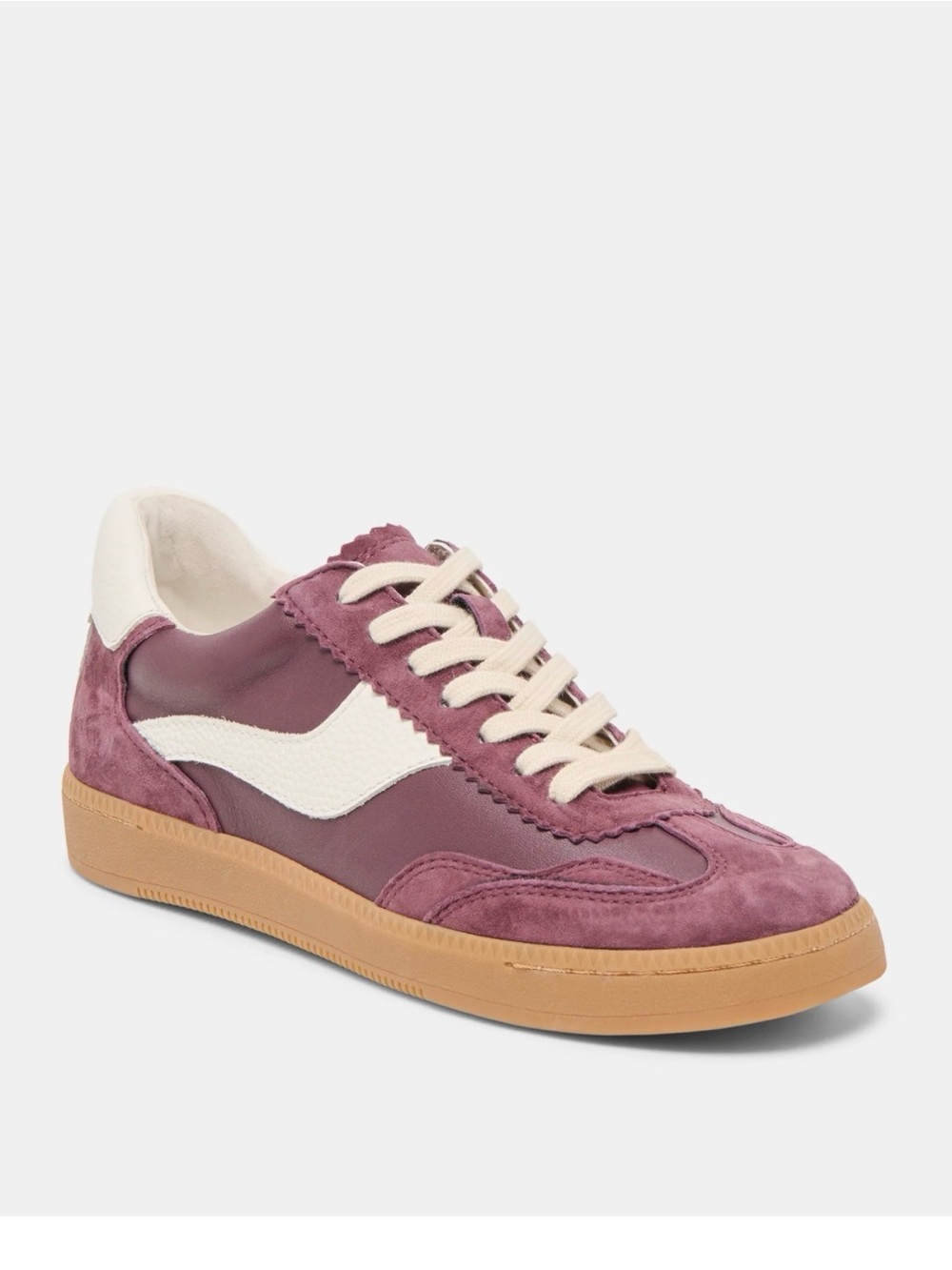 Dolce Vita Mauve Suede & Leather Lace-Up Sneaker with Cream Accent